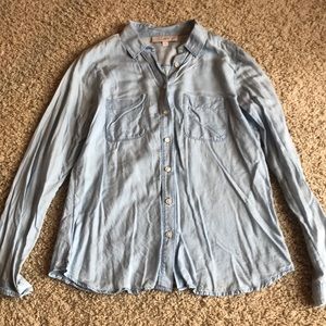 LOFT Chambray Blouse Size Small